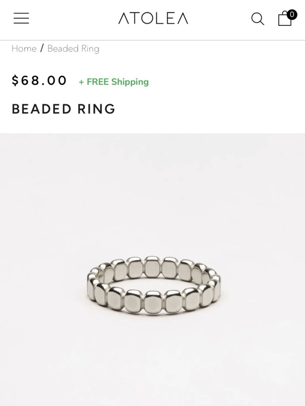 Atolea Silver Beaded Stackable Ring